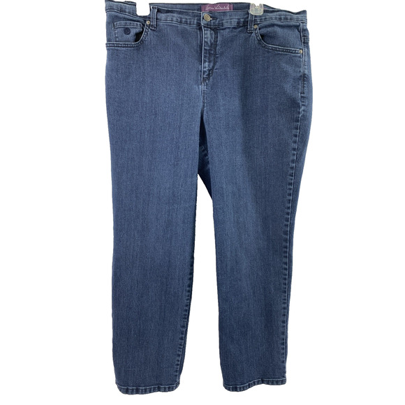 Gloria Vanderbilt Amanda Jeans Womens Sz 18 W Short Dark Wash Denim Straight Mom - Picture 1 of 12